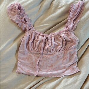 Pink Ruffled Sleeveless Top